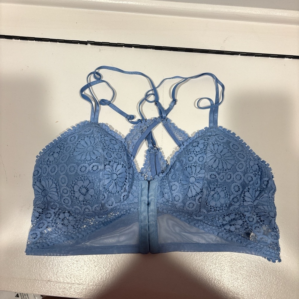 Aerie Sky Blue Floral Lace Bralette